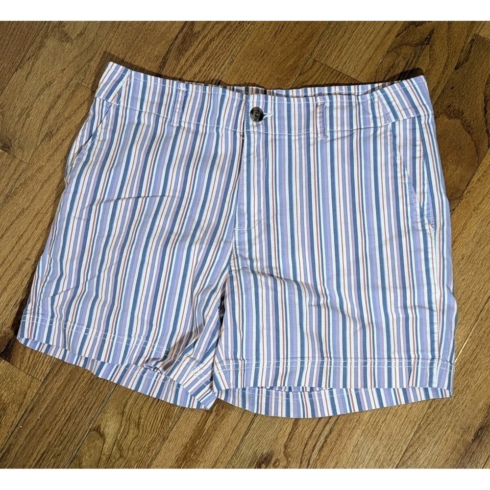 Preppy Coastal Striped Chino Shorts 5" Stretch Cotton GAP Women Size 8